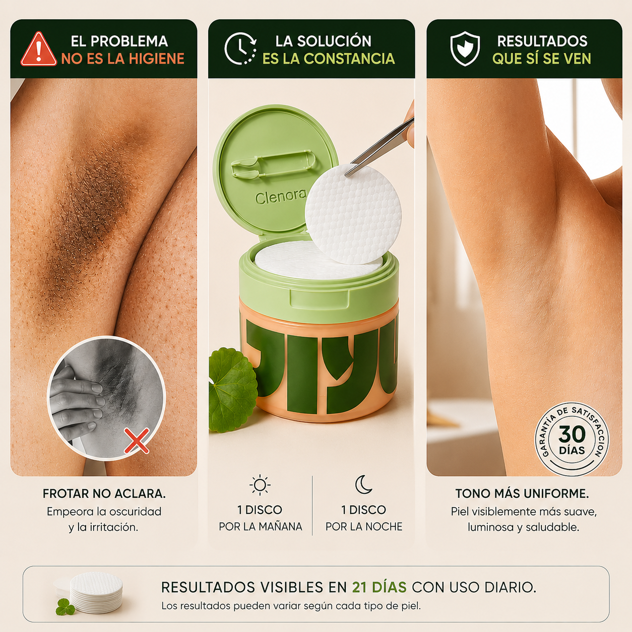 Clenora Glow Pads – Discos Aclarantes para Manchas Oscuras